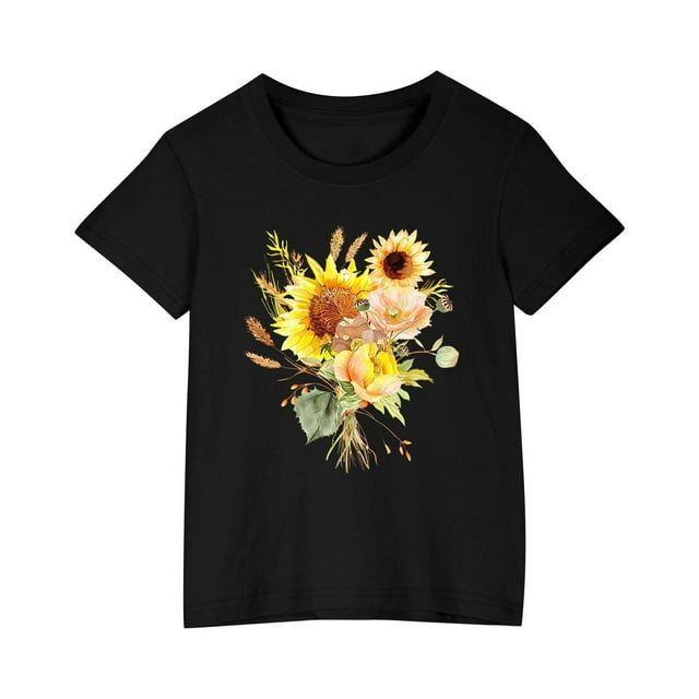 Birdeem Chemises pour Filles Tout-Petits Enfants Garçons Filles T-Shirt en Coton Mode Mignon Col Rond Imprimé Tee Manches Courtes Haut