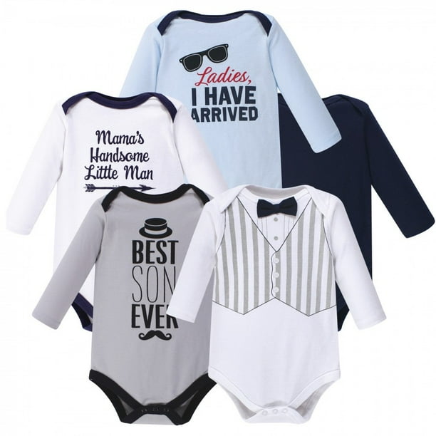 Hudson Baby Infant Boy Cotton LongSleeve Bodysuits 5pk, Handsome