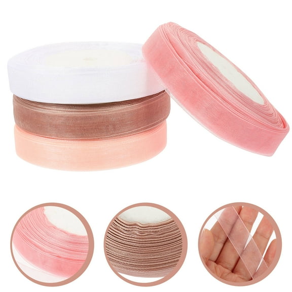 OFFIGAM Color Assortment Chinlon Ribbons 4 Rolls for Crafts, Wrapping, Decorations and Projects