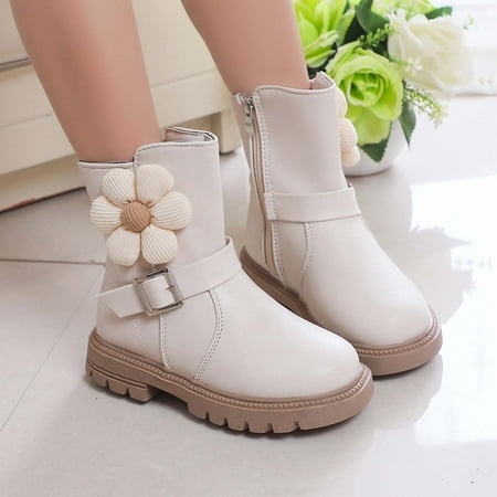 

Hipattires Girls Shoes Kids Dress Shoes Boots White Comfortable Fashion Shoes