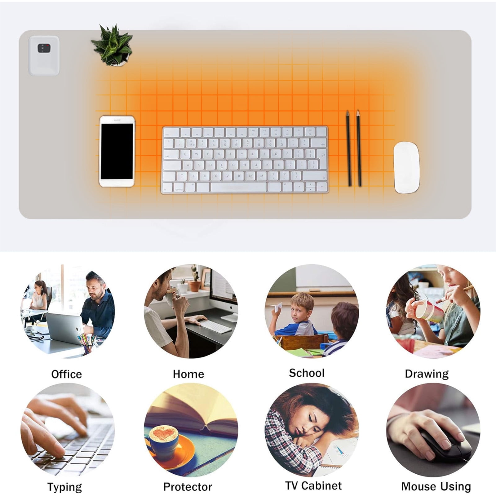 Tuphregyow Heated Desk Pad Warm Office Desk Mat with 3 Speed Control Extended Edition Gaming Mouse Pad and Foot Warmer Pad Timer Off 24x14 Inches Gray