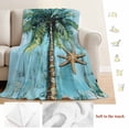 thumbnail image 5 of Coastal Blue Green Blanket Soft Cozy Warm Twin Blanket for Bed, Plush Fuzzy Flannel Fleece Blankets for Sofa, Ocean Beach Tropical Plant Starfish Throw Blankets for Couch, Gifts for Men, 60"x80", 5 of 9