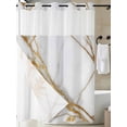 thumbnail image 3 of No Hook Shower Curtain with Snap-in Liner, White Yellow Marble Waterproof Fabric Bathroom Curtains, Ink Painting Modern Art Bath Curtains & Mesh Top Window 72"x84" Long, 3 of 9