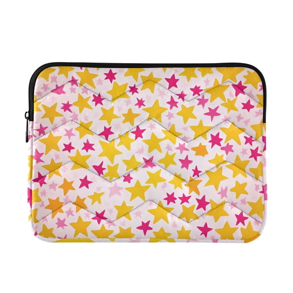 FORMRS 13-13.3 inch Laptop Sleeve Case Soft Carrying Quilted Computer Bag Cover, Light Pink Stars