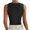 thumbnail image 4 of Wycnly Tank Tops for Women Soft Knitted Ribbed Sexy Slim Fit Going out Cropped Tops Vest Summer Solid Round Neck Sleeveless Shirts Fashion Blouses Black m, 4 of 7