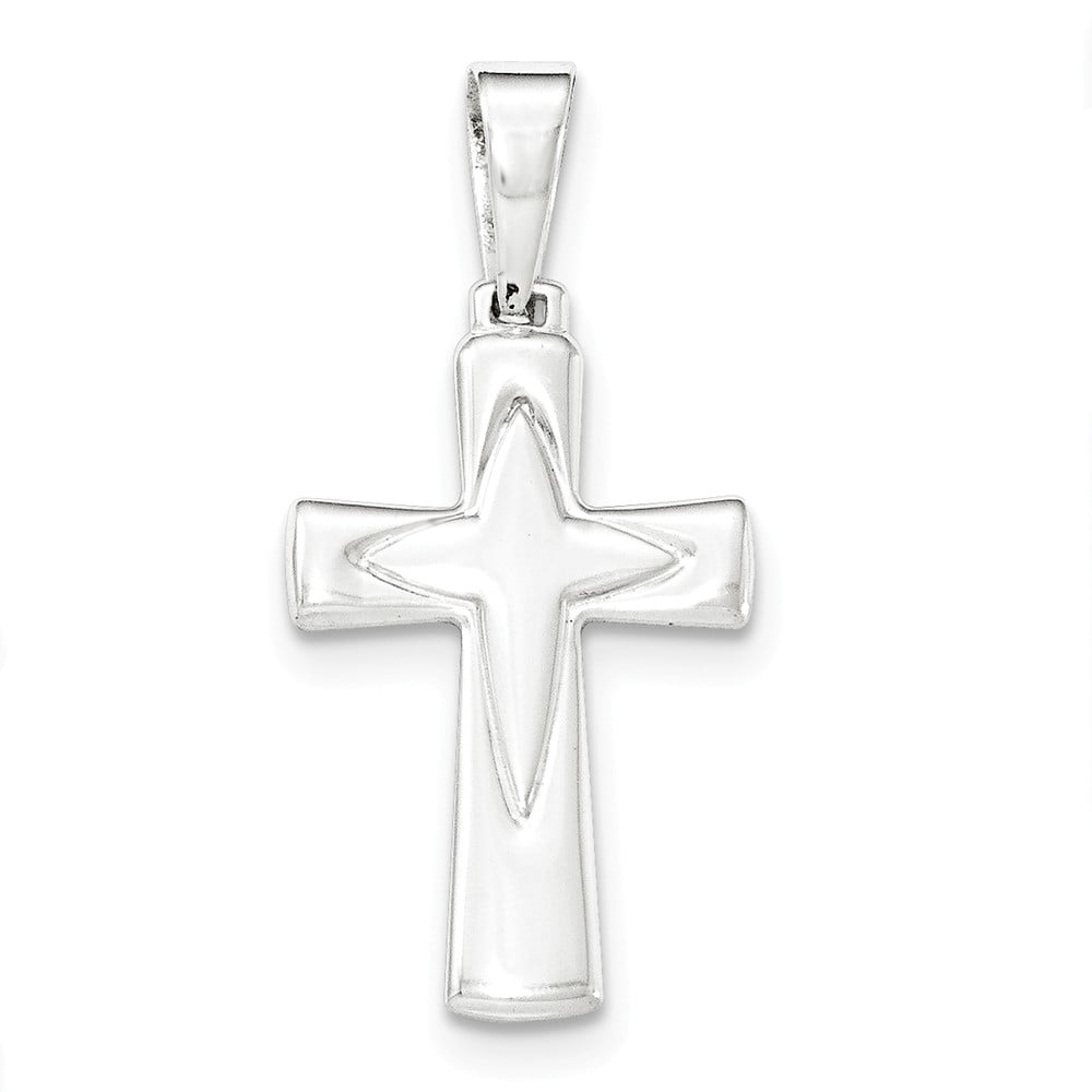 .925 Sterling Silver Laser Designed Latin Cross Charm Pendant