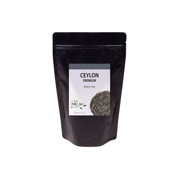 The Spice Hut - Premium Ceylon Black Tea, with Caffeine - Unflavored & Unsweetened , Hot & Iced, Makes 80-100 CUPS - 8oz Resealable Airtight Pouch