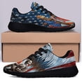 thumbnail image 3 of Patriotic Eagle Veteran Kneeling Soldier ChriStCross Memorial Day American flag Shoes Sneakers Black Size 9, 3 of 7