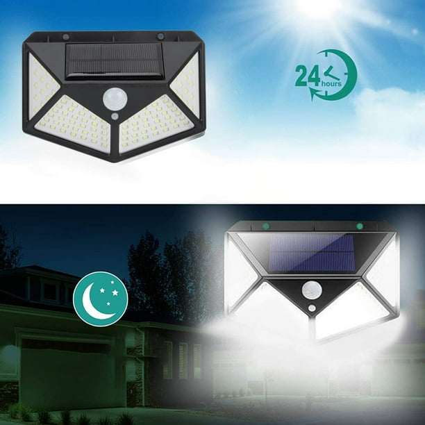 Luces solares 100 LED Luz solar con sensor de movimiento 3 modos de ajuste Ángulo de inducción de 120 grados PIR Lámpara de pared impermeable Lámpara de calle para jardín al Anggrek Otros