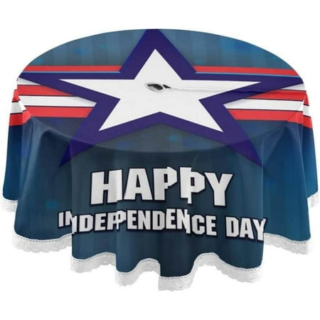

Hyjoy Independence Day Outdoor Round Tablecloth Waterproof Stain-Resistant Non-Slip Circular Tablecloth 60 Inch with Umbrella Hole and Zipper for Tabletop Backyard Party BBQ Decor