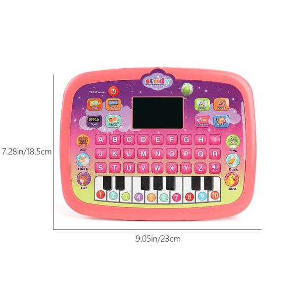 Nsxcdh Tablette d'Apprentissage de l'Anglais pour Enfants Écran LED 9.53x7.44x0.98 Po 8 Modes Clavier Piano Interactif Éducation Précoce pour Filles et Garçons Cadeaux de Noël pour Petits-Enfants