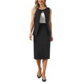 thumbnail image 2 of INSPIRE CHIC 2 Piece Suit Skirt Set for Women's Summer Business Work Set Sleeveless Vest Blazer and Straight Skirt XL Black, 2 of 5