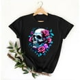 thumbnail image 4 of lcziwo Womens Cotton Basic Tees Tops Trendy Graphic Print Cute Shirts Casual Crewneck Short Sleeve T Shirt Vacation Pullover, Black, S, 4 of 5