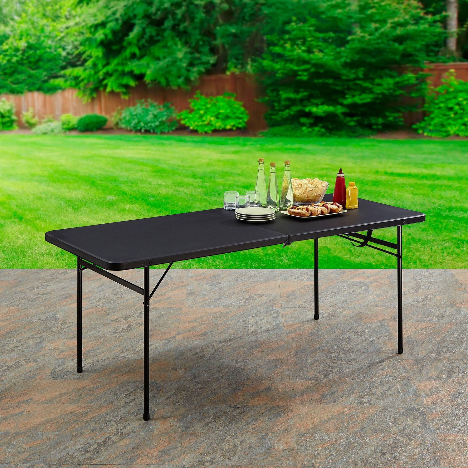 Mainstays 6 Foot Folding Table, Black