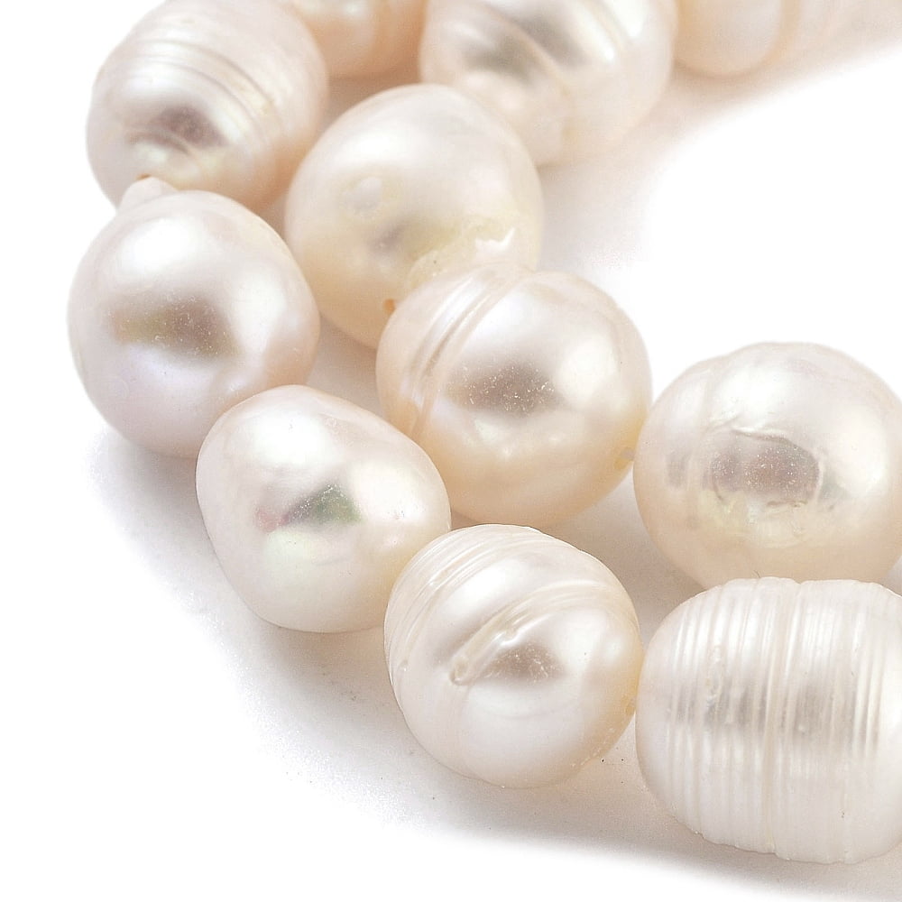 4strands Cultured Freshwater Pearl Beads Strands Grade AB Rice Snow 12~15mm Hole: 0.7mm about 14pcs/strand 7.28~7.09''(18~18.5cm)