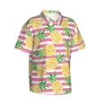 thumbnail image 2 of Hawaiian Shirt For Men, Cute Pineapple Pink Stripe Mens Button Down Short Sleeve Shirt, Summer Beach Shirts For Men, 2 of 2
