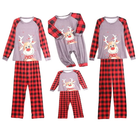 

SUNSIOM Christmas Reindeer Elk Pajamas Set for Family Pjs Matching Sets Women Men Antlers Print Shirt Xmas Outfit Sets