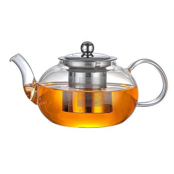 Glass Teapot Stovetop with Infuser Set, Tea Kettle, High Temperature Resistant Borosilicate Clear Tea Kettle with Removable Infuser for Home Kitchen and Office