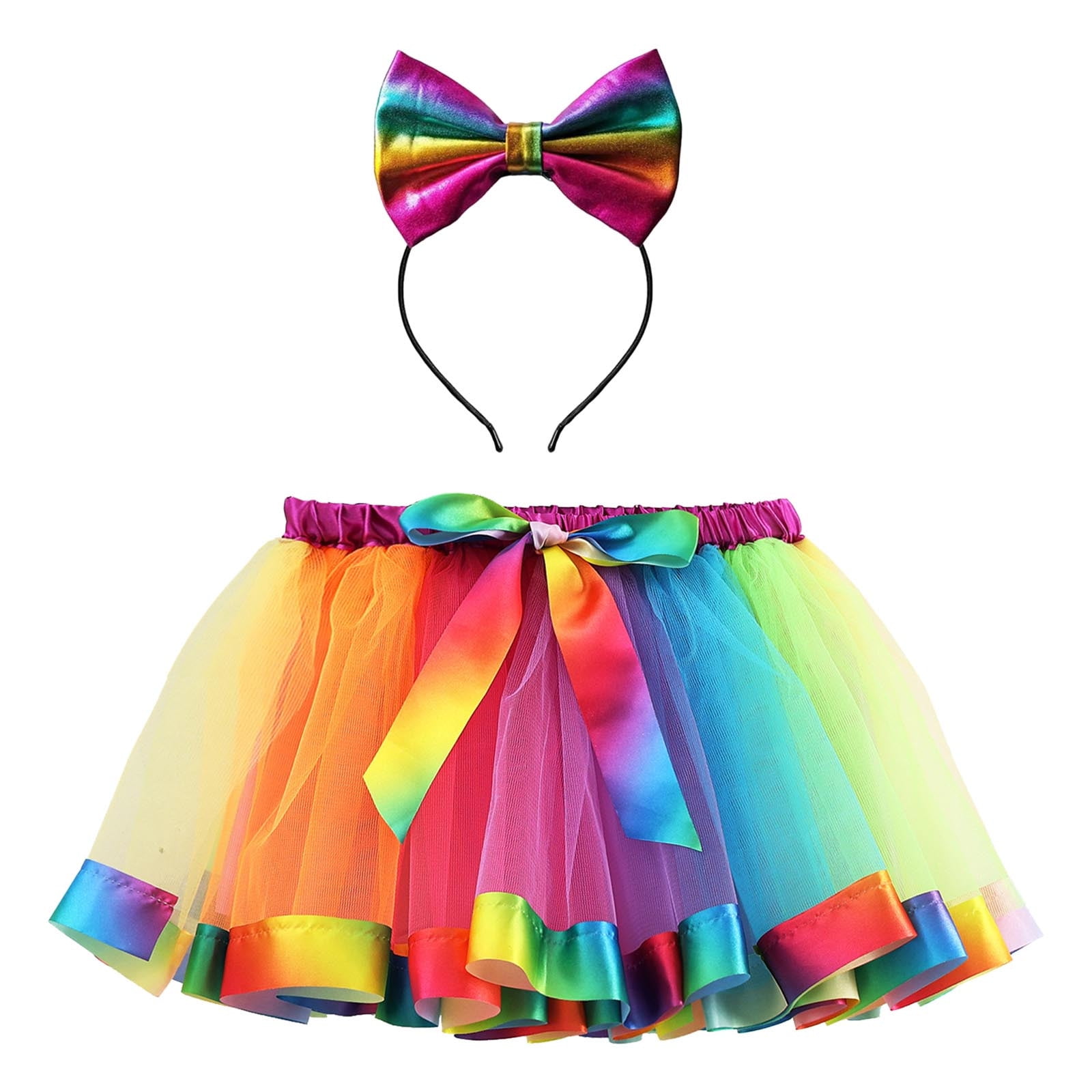 Jupe De Danse Tie Dye En Tulle Pour Fille - Short Intégré, Arc-en-ciel - Pour Gymnastique, Fête, été