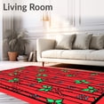 thumbnail image 2 of ODIKA 8'x10' Machine Washable Non-Slip Area Rug, Classic Cane Stripe with Playful Holly Berry and Interlocking Bow Design High Traffic Rug with Pad, Red, 734746, 2 of 8