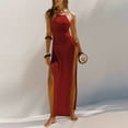 thumbnail image 1 of TaTaai Women's Halter Neck Sleeveless Knit Maxi Dress Solid High Slit Long Dress Soft Breathable Beach Cover Up Dress for Summer Vacation Events Gift, 1 of 5