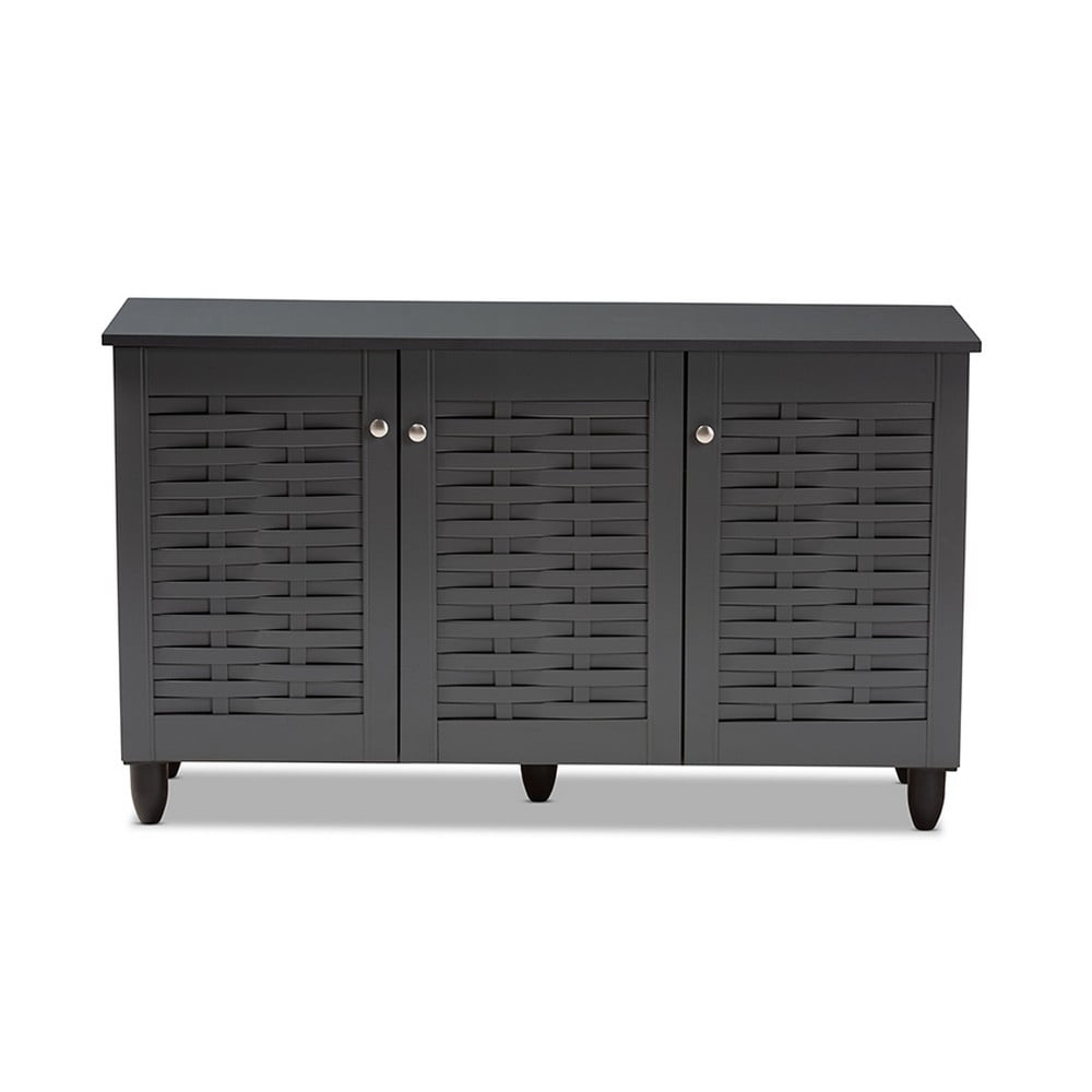 Baxton Studio Winda 3-Door Wooden Entryway Shoe Storage Cabinet