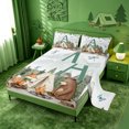 thumbnail image 2 of meiyoeat Boys Camper Bed Sheets For Boys,Green A Alphabet Full Size Sheets,4 Pieces,1 Flat Sheet,1 Fitted Sheet and 2 Pillowcases, 2 of 6