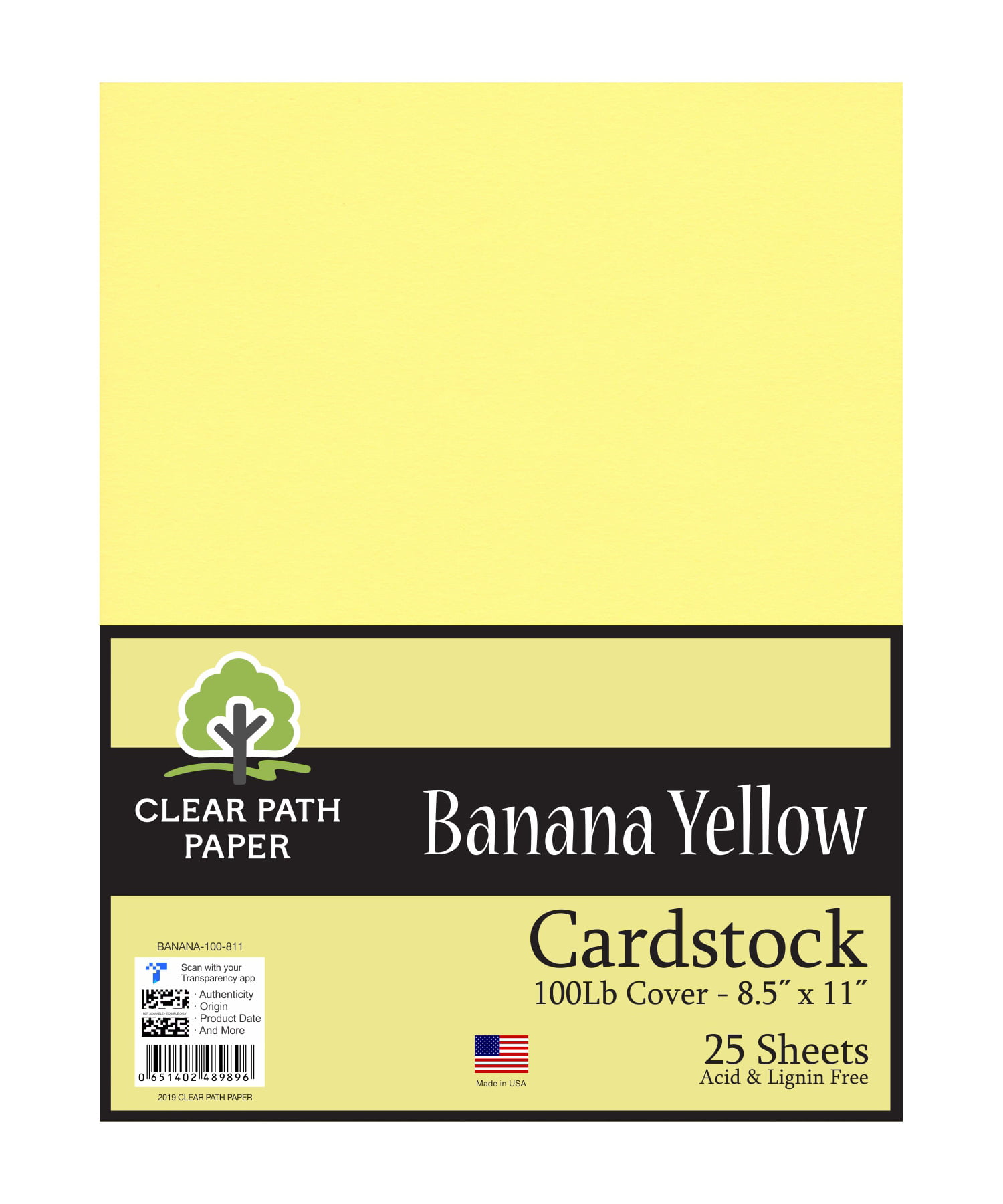 Banana Yellow Cardstock - 8.5 x 11 inch - 65Lb Cover - 100 Sheets - Clear  Path Paper 