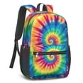 thumbnail image 2 of Blue and Green Tie Dye Pattern 17" School Backpacks for Teens,Waterproof Oxford Fabric,S-Shape Padded Straps for School,Travel,Hiking,Camping, 2 of 6
