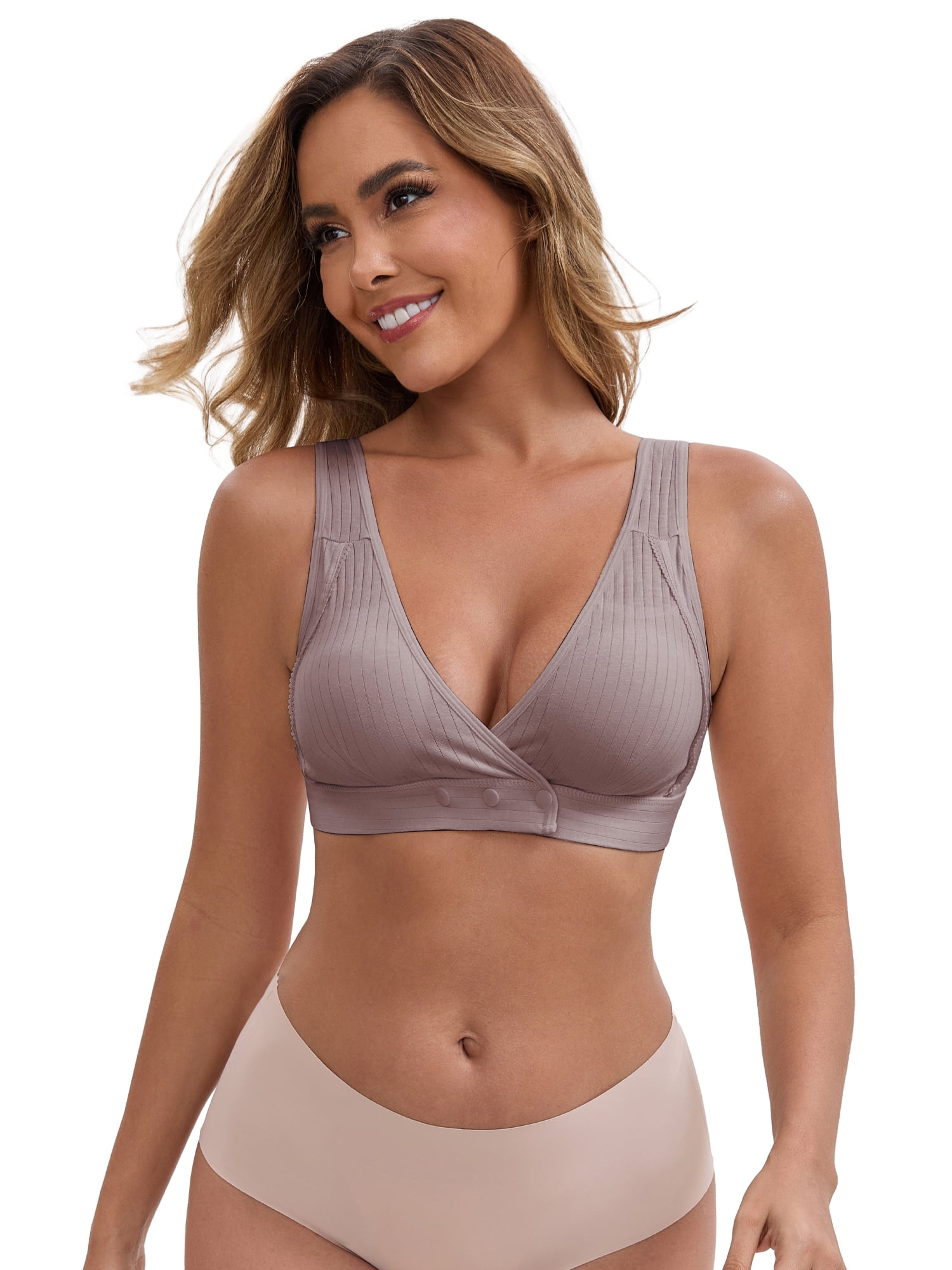DARING DIVA Front Closure Nursing Bra Crossover Ribbed Bralette XXL Purple