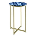 thumbnail image 4 of Walker Edison Modern Metal and Marble Round Side Accent Living Room Storage Small End Table, 16 Inch, Black Agate, 4 of 5