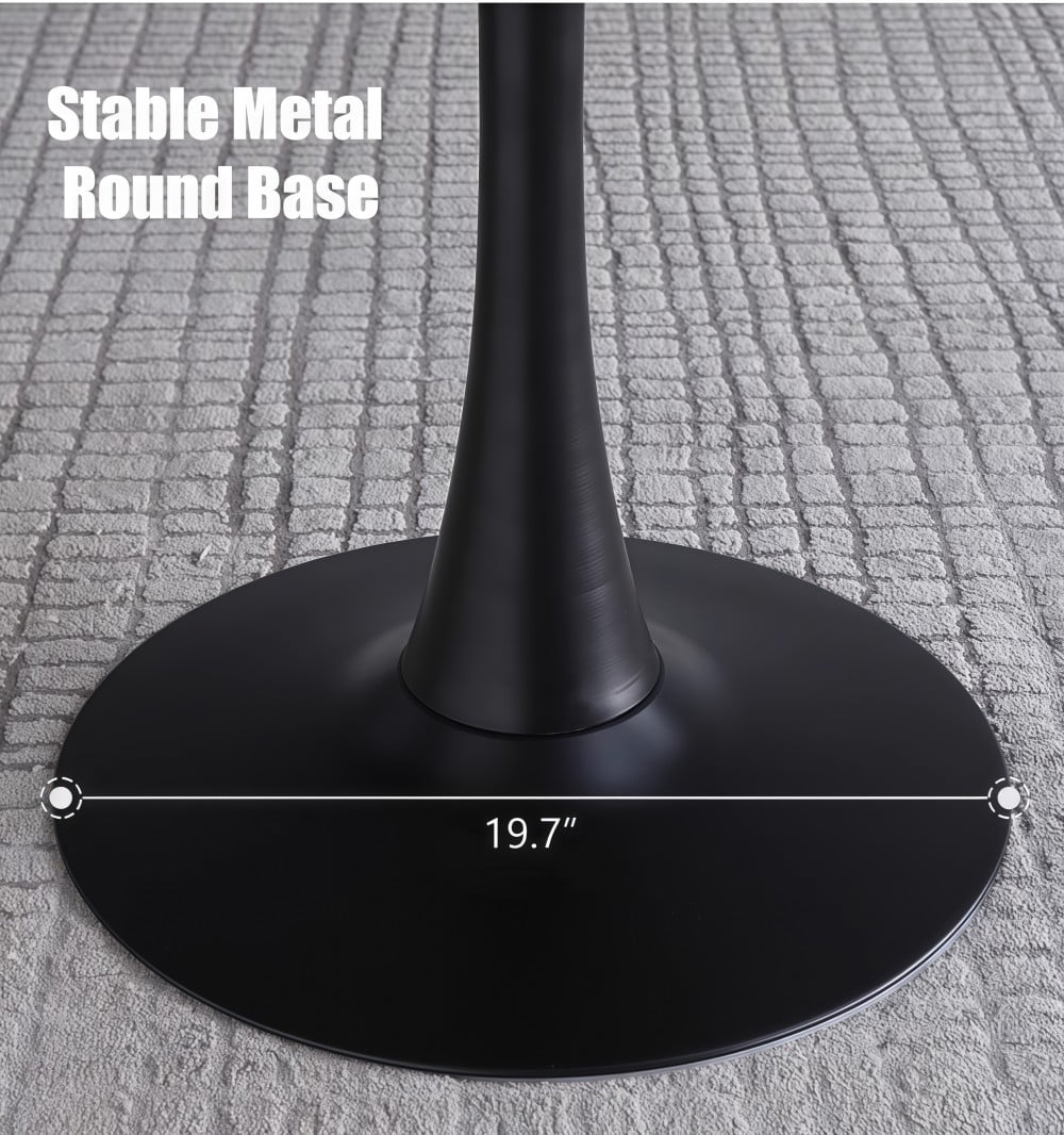 31.5" Round Dining Table, Modern Kitchen Table with MDF Top and Cylindrical Metal Base, Mid Century Coffee Table for Dining Room, Living Room, Apartment, Natural