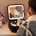 thumbnail image 3 of YFLXDMLYYSC Black LED Makeup Bag - Makeup Bag with Rechargeable Mirror, 3 Color Settings and Spacious Storage, Suitable for Women's Beauty Tools and Accessories, Bohemian Style, 3 of 9