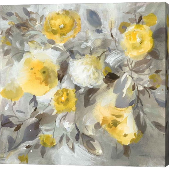 Great Art Now Floral Uplift Yellow Gray by Danhui Nai, Canvas Wall Art, 12W x 12H