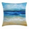 thumbnail image 2 of Art Throw Pillow Cushion Cover, Tropical Sandy Beach Pure Waves Tranquil Ocean Under Clouds Summer Scenery, Decorative Square Accent Pillow Case, 18" X 18", Navy Blue Pale Brown, 2 of 2