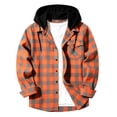 thumbnail image 5 of FchengtaiS Men's Button Down Shacket Long Sleeve Plaid Shirts Jacket Fall Casual Loose Hoodies, 5 of 8