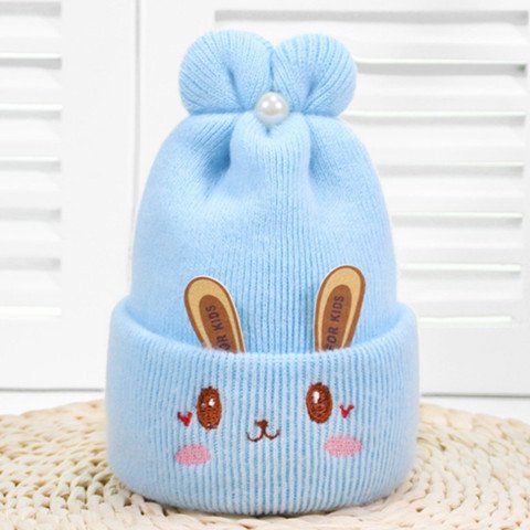 Gorro fetal para bebé de cachemira con bordado de conejo, gorro fetal para recién nacido, gorro cálido para bebé, otoño e invierno