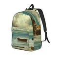 thumbnail image 1 of Disketp Serene Coastal Blue Sky print Canvas Backpack Lightweight Travel Daypack Student Rucksack Laptop Backpack-Small, 1 of 5