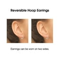 thumbnail image 2 of 16mm Sterling Silver Polished & Diamond-Cut Oval Reversible Hinged Hoop Earrings, 2 of 3