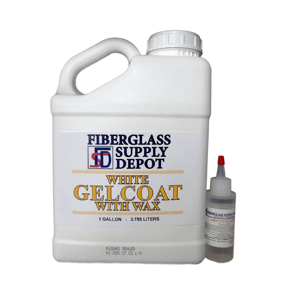 Fiberglass Supply Depot Inc. White Gelcoat with Wax Interior or Exterior Gallon with 60cc