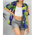 thumbnail image 3 of LA LEELA Women's Button Down Short Sleeve Tops Vacation Beach Dress Shirt Hawaiian Shirts Blouses for Women S Tropical Hibiscus, Royal Blue, 3 of 5