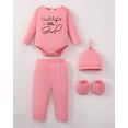 thumbnail image 3 of KIMI BEAR Preemie Baby Girls Layette Set 4 Packs Shower Gifts Essential Clothing Short Sleeves Long Sleeves Romper Top Pants and Bodysuit with Hats and Gloves 15pcs Clothes Pink, 3 of 10