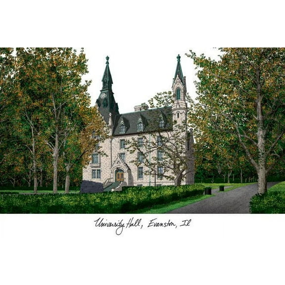 Northwestern University 11w x 8.5h Spirit Diploma Manhattan Black Frame with Bonus Campus Images Lithograph (value savings $59)