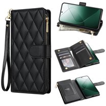 for Google Pixel 7 Wallet case with Card Holder,Phone case RFID Blocking PU Leather Flip Shockproof Cover with Hand Strap Zipper Credit Card Holder Slots for Women Men,Black