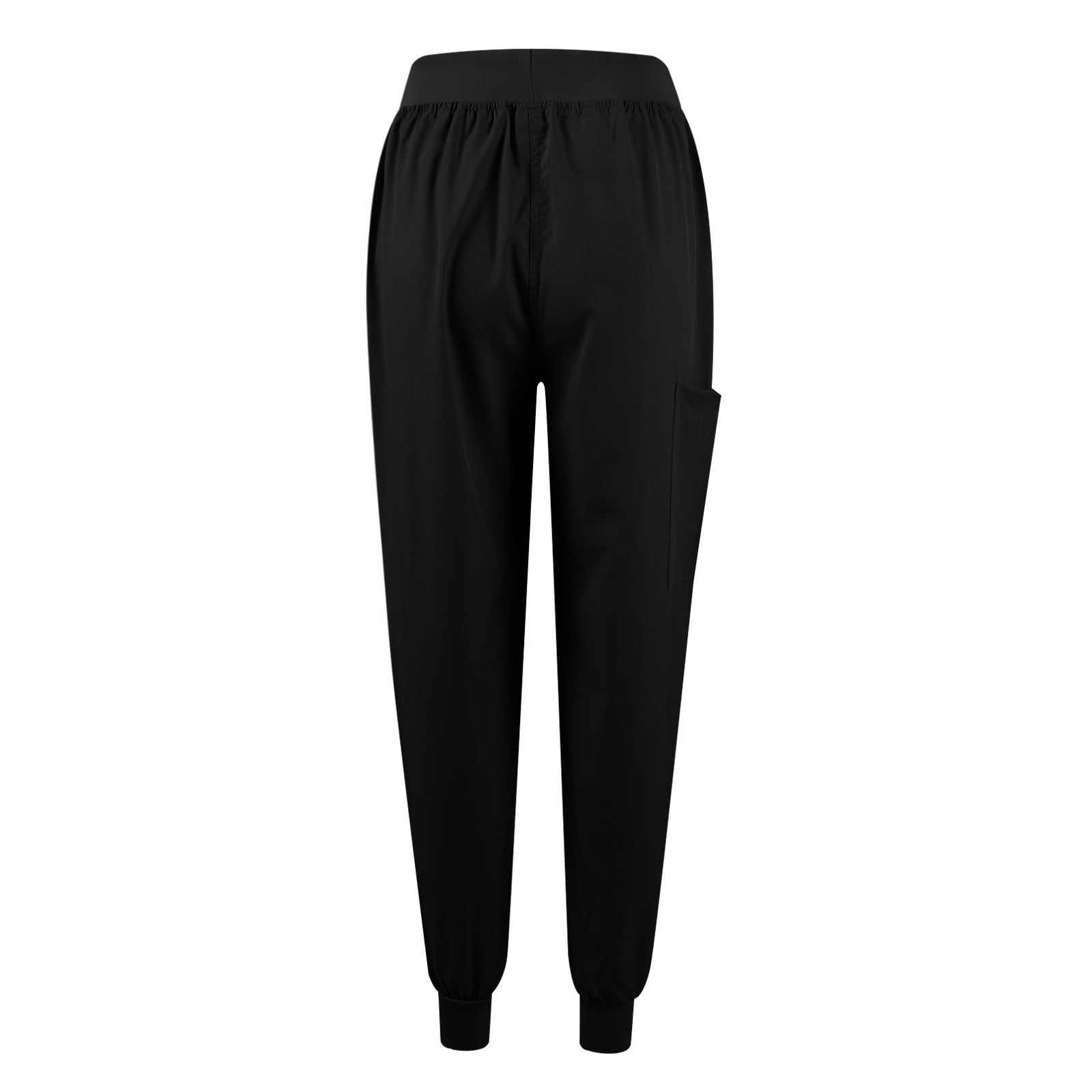 Scrub Sets for Woman Solid Color V-Neck Short Sleeve Long Pants Nurse Uniform with Pock Black S
