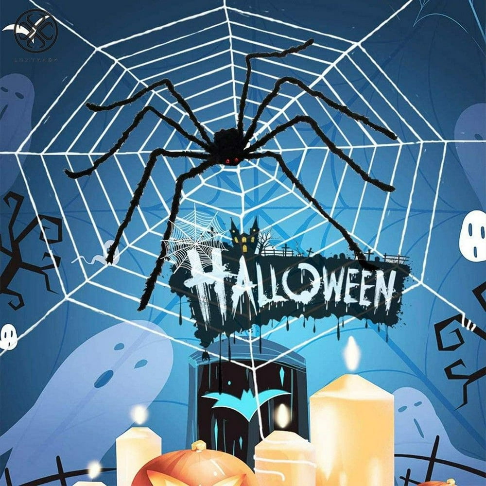 Luxtrada Halloween Spider  Decor 5Ft Giant Cobweb 4Ft Huge Fake
