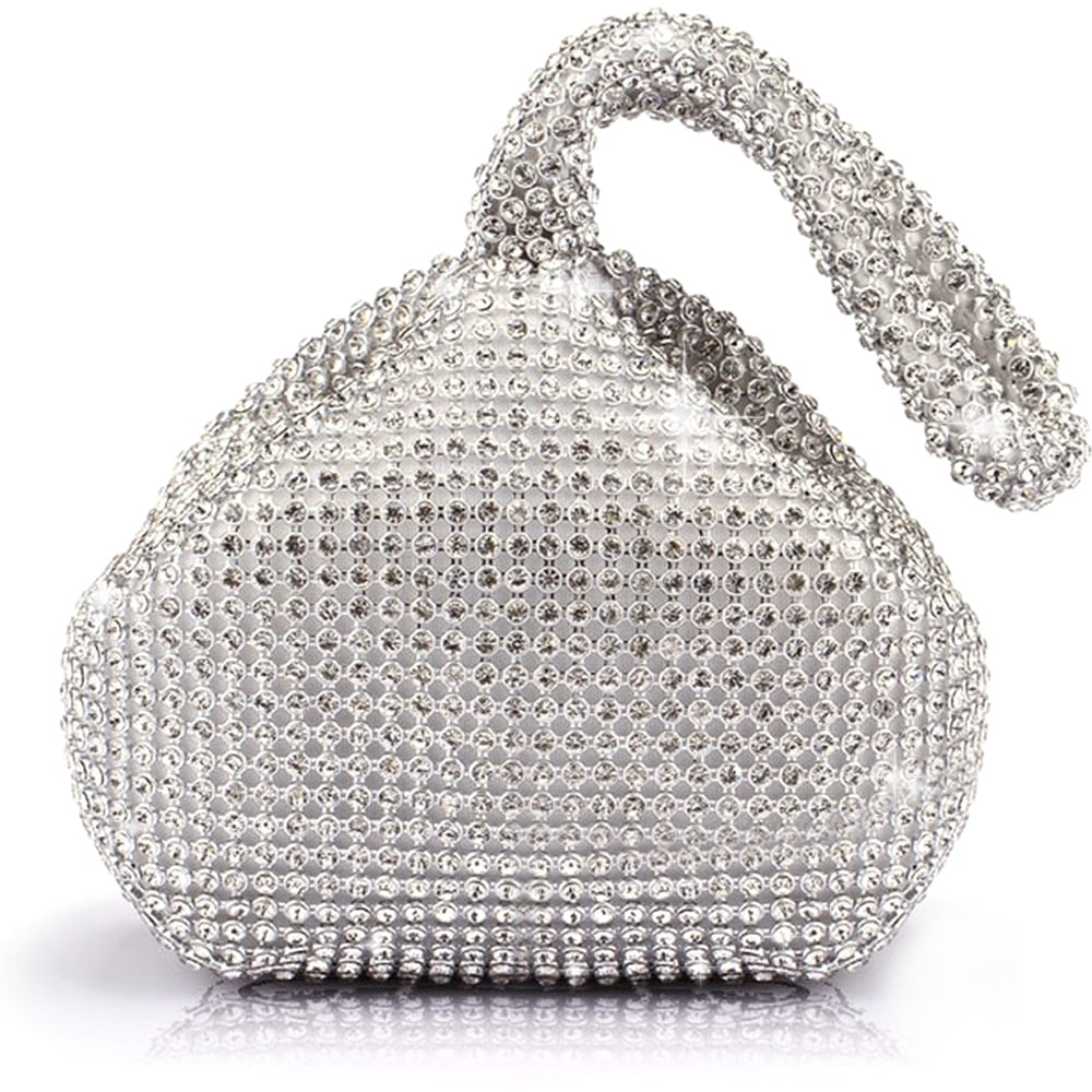 Ladies Glitter Sparkly Diamante Pleatted Evening Clutch Bag Prom Party Purse 