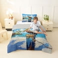thumbnail image 4 of jejeloiu Coastal Pelican Twin Comforter Sets,Seaside Art Print Bedding Set For Boys,Blue White,Light Gray Reversible,2 Pieces,1 Comforter and 1 Pillowcase, 4 of 7