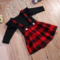 thumbnail image 5 of Qiylii Baby Girls Outfits Long Sleeve Solid Color T-shirt + Plaids Strap Skirt, 5 of 7