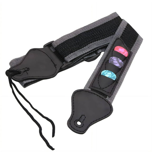 GASTROPOD Guitar Picks Set 3Pcs for Electric Guitar and Bass Guitar Adjustable Nylon Guitar Strap 82-137cm,Black